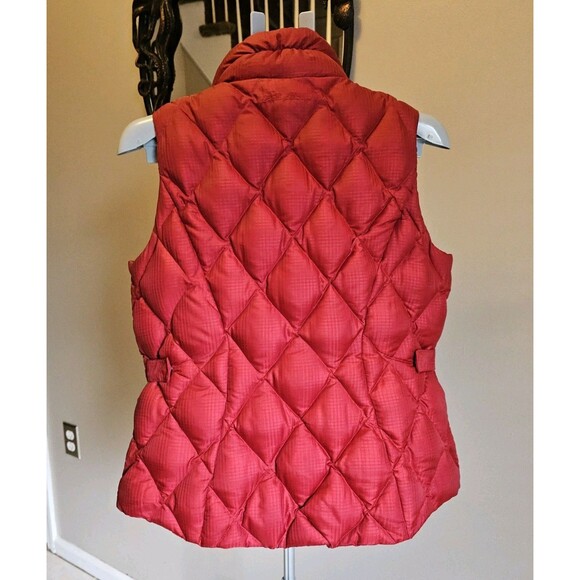 Eddie Bauer EB650 Goose Down Fill Puffer Vest Womens L Red Quilted Sherpa Collar - Picture 7 of 9
